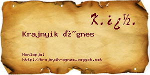 Krajnyik Ágnes névjegykártya
